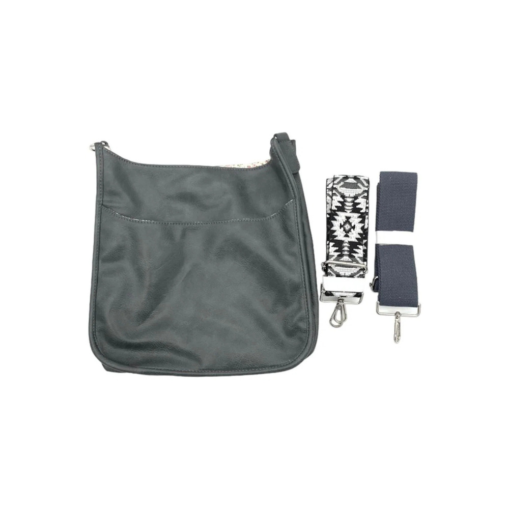 Ahdorned Classic Messenger with Crossbody Strap Dark Gray
